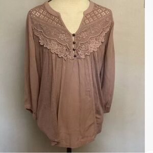 8-28 🌸 Knox Rose Pink Top Shirt Lace Small